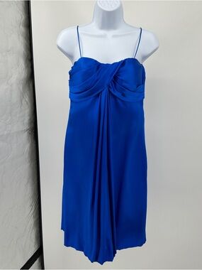 Cache Womens Cobalt Blue Y2K Bubble Hem Strapless Prom Graduation Dress 10 VTG